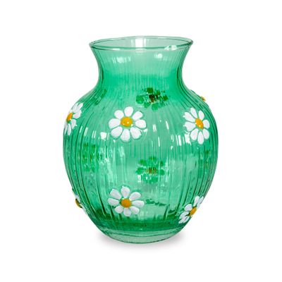 Glazen vaas met bloemen Groen