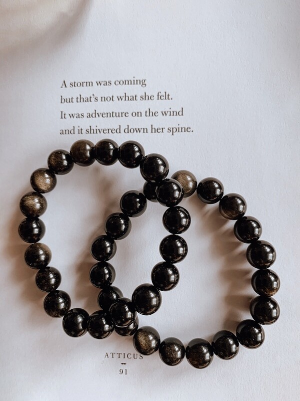 Gold sheen obsidian bracelet