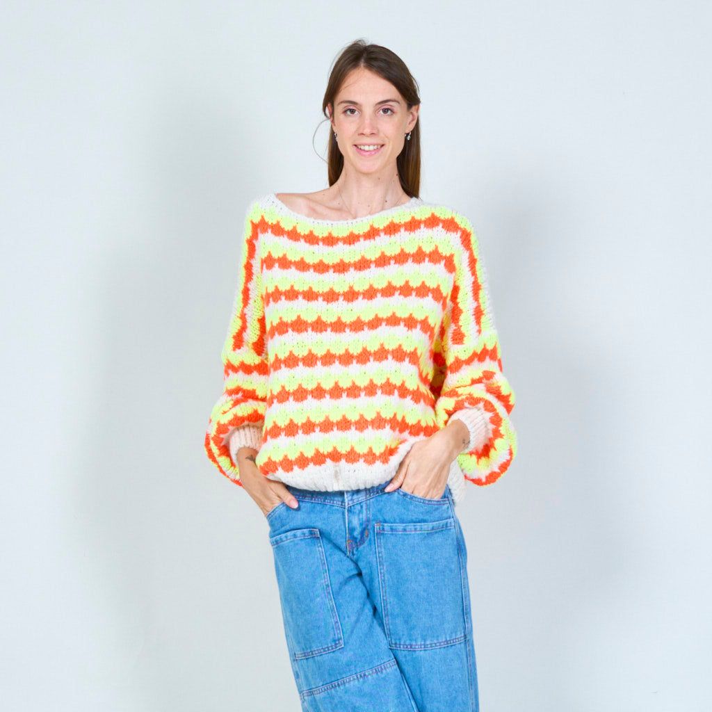AZARA GESTREEPTE BOOTHALS TRUI, KLEUR: LIME