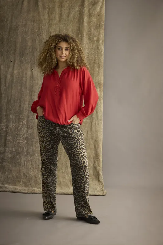 ZHENZI STEP BROEK LEOPARD