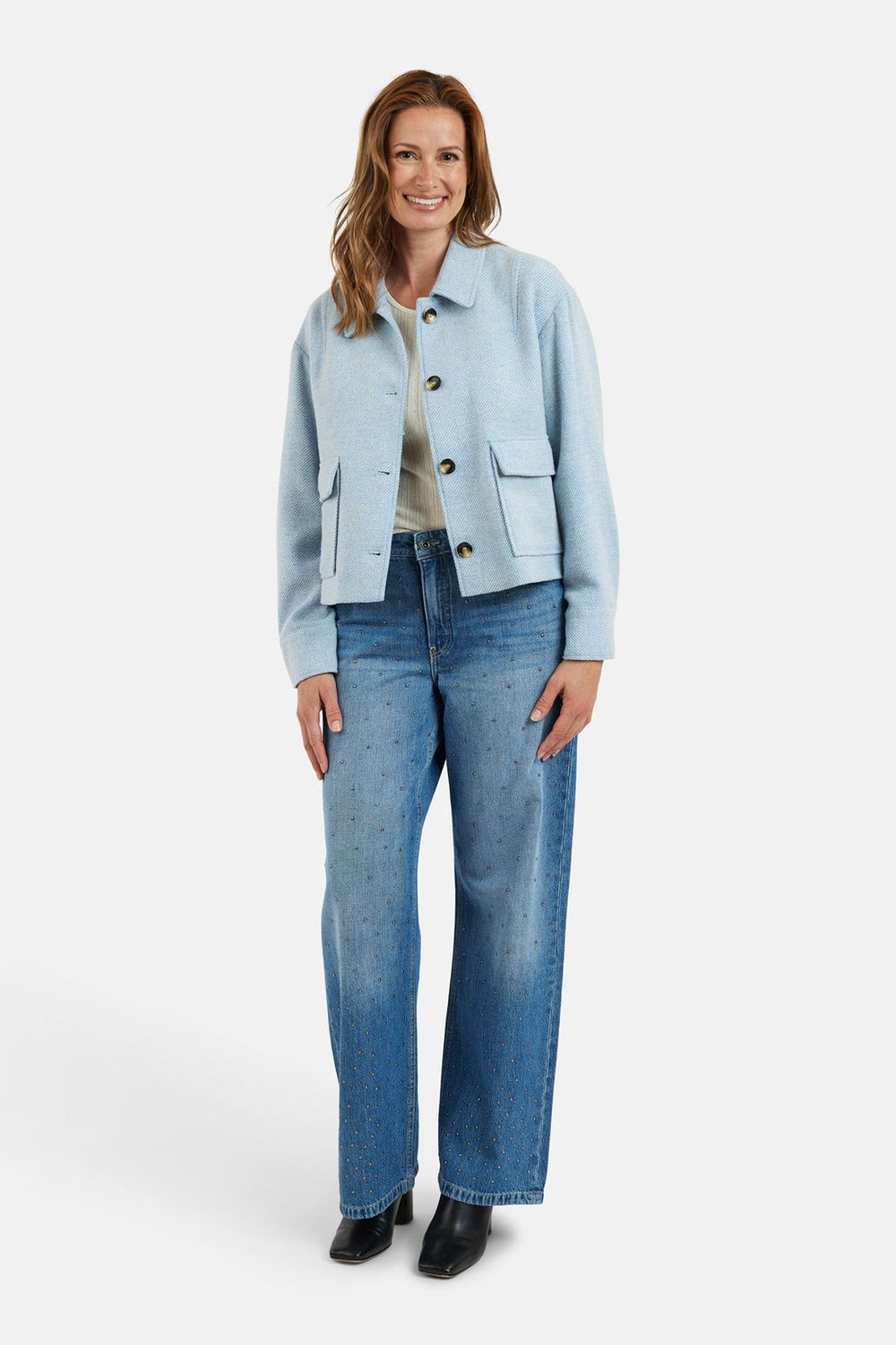 B.COPENHAGEN WIJDE JEANS MET STUDS - lengte 32
