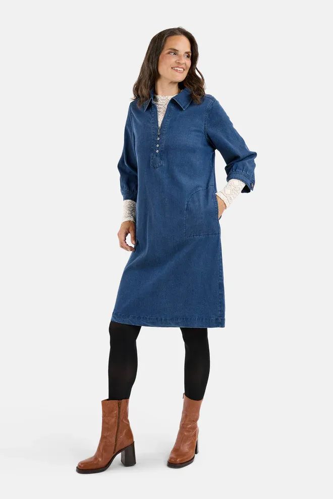 SIGNATURE 3/4 SLEEVE DRESS TENCEL