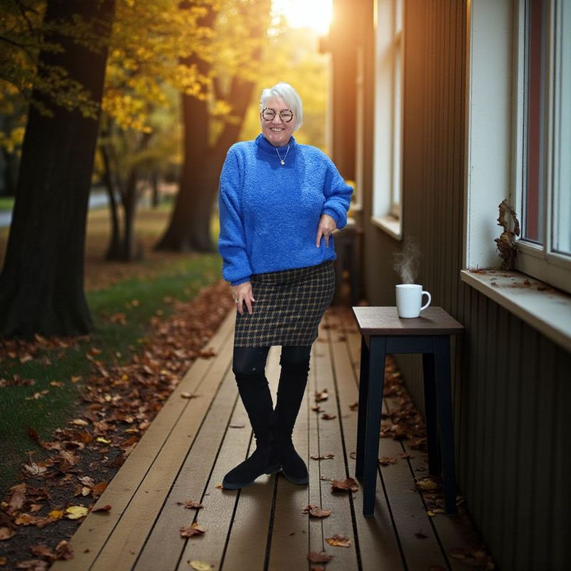 N.E.D. RIONDA ESTATE BLUE PEPITA JACQUARD