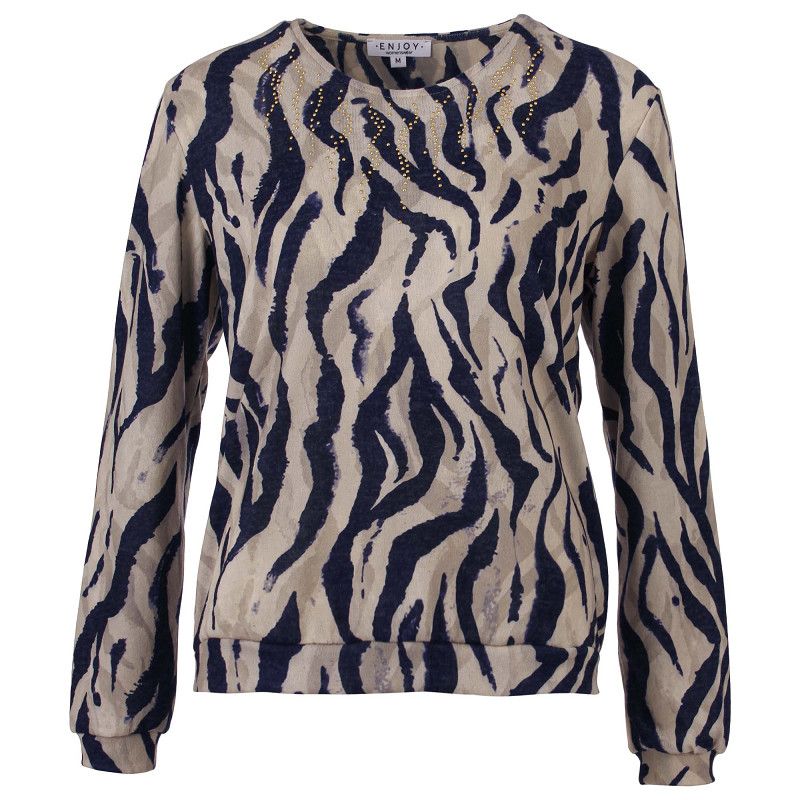 ENJOY SWEATER COSY ZEBRA PRINT STUDS