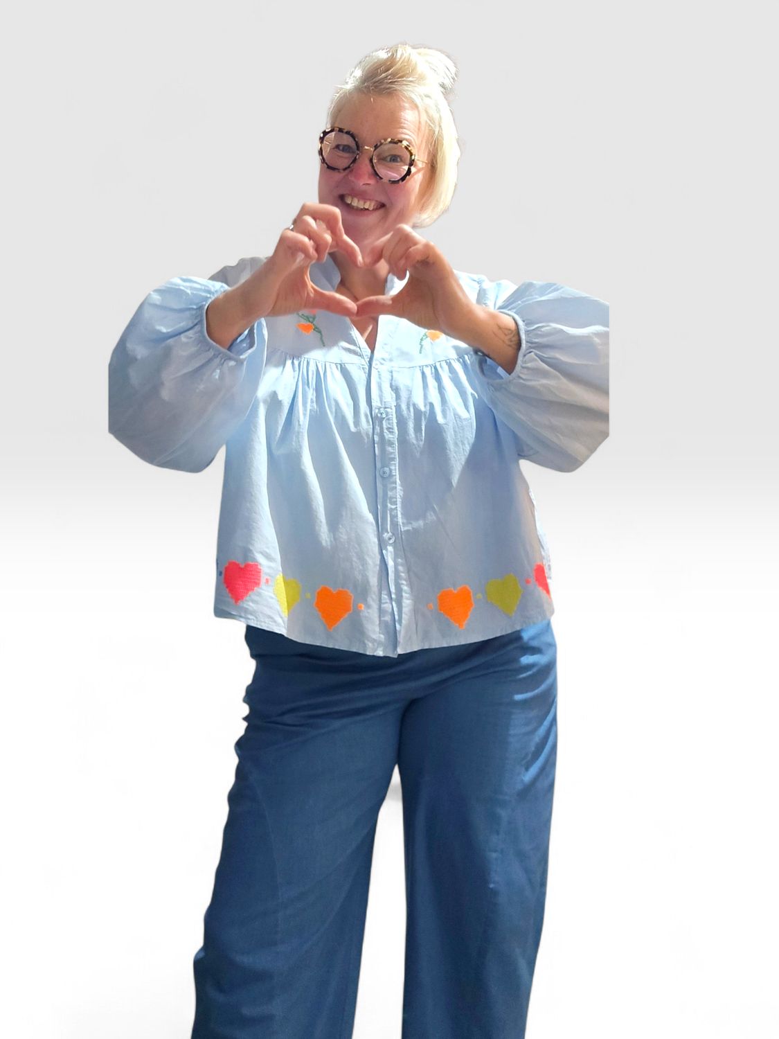 BELLAVIE SHIRT MET GEBORDUURDE HARTJES