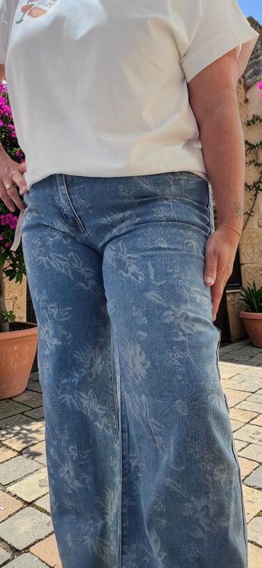 B.S. JEANS WIDE LEG "FLOWERS"