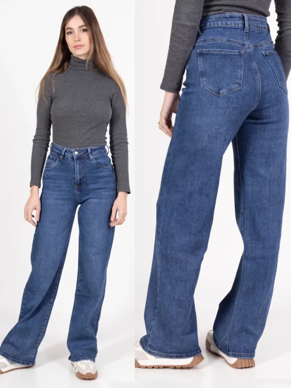 GOODIES JEANS WIDE LEG - DONKERE JEANS