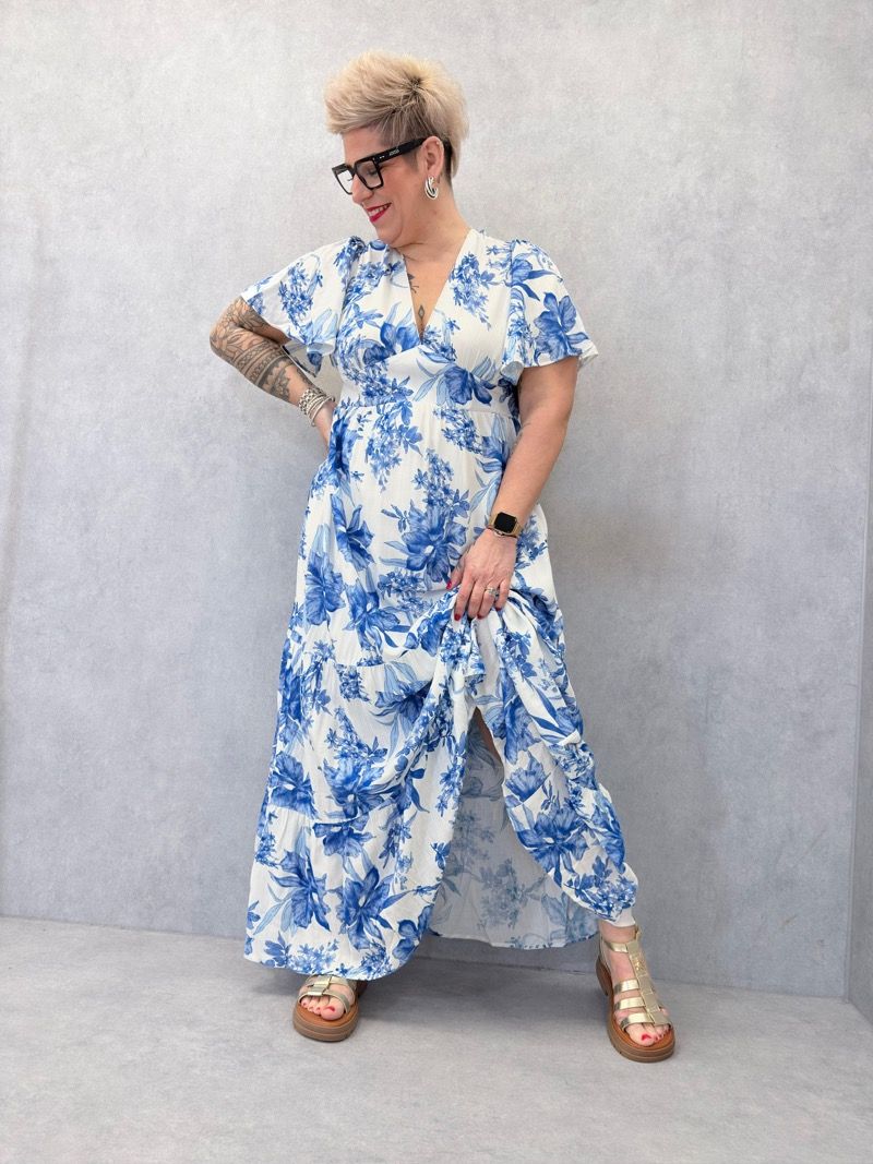 APRIL VINTAGE ROBE BLUE FLEUR APRIL VINTAGE ROBE BLUE FLEUR