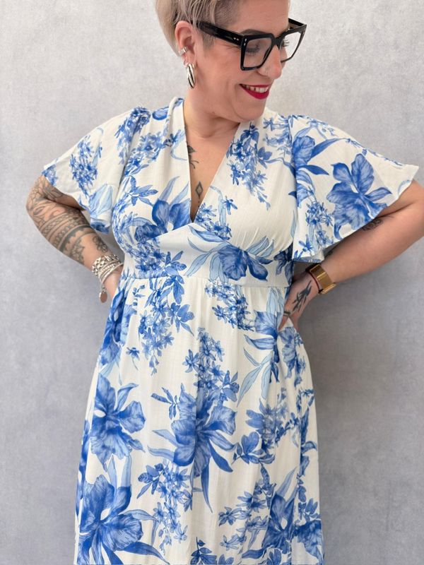 APRIL VINTAGE ROBE BLUE FLEUR