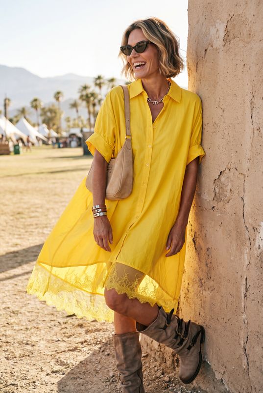APRIL VINTAGE MAXI HEMDJURK MET KANT