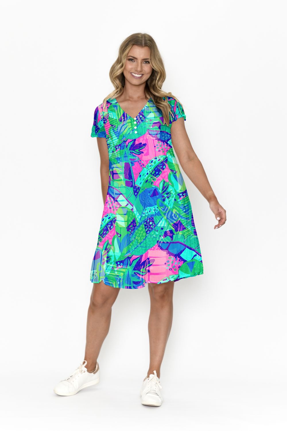 ONE SUMMER NICOLA DRESS BANANA LEAF