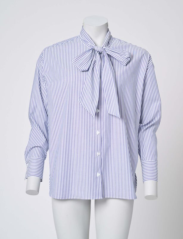BLUEBEERY BLUSE MET STREPEN EN STRIK