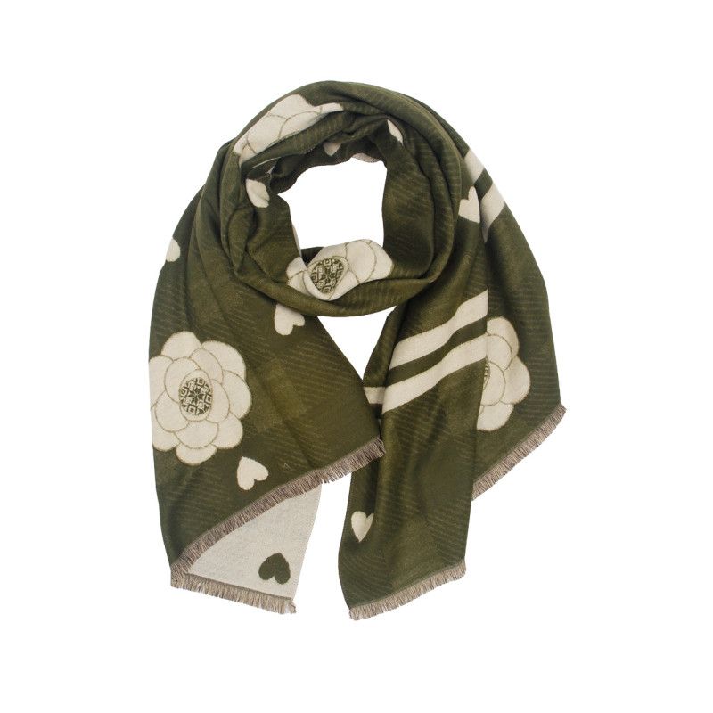ACCES GEWEVEN SJAAL MET BLOEMEN EN HARTEN PATROON ACCES GEWEVEN SJAAL MET BLOEMEN EN HARTEN PATROON