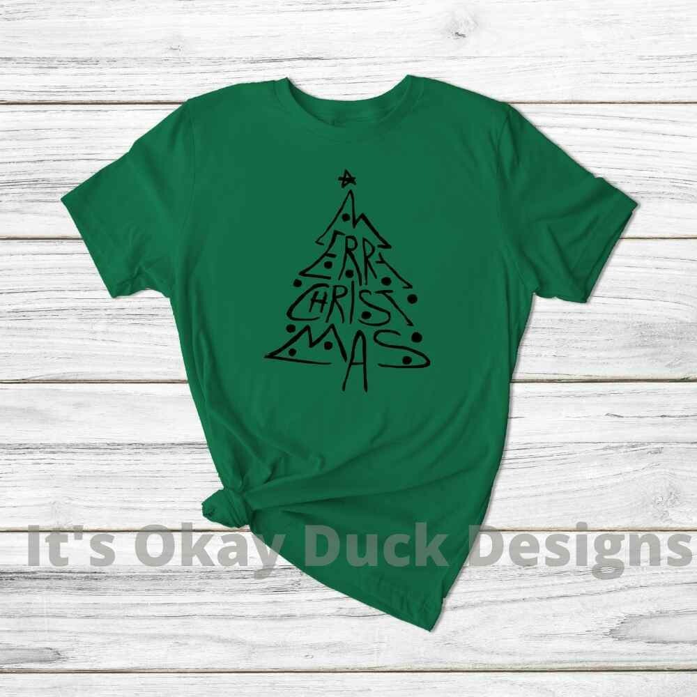 Merry Christmas Tree Screen Print Transfer RTS