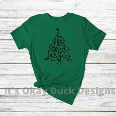 Merry Christmas Tree Screen Print Transfer RTS
