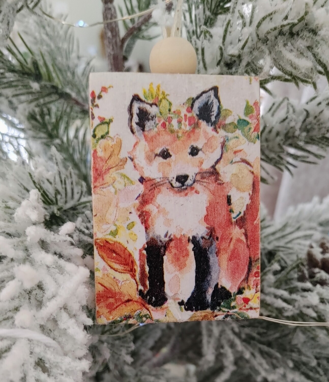 Fox block ornament