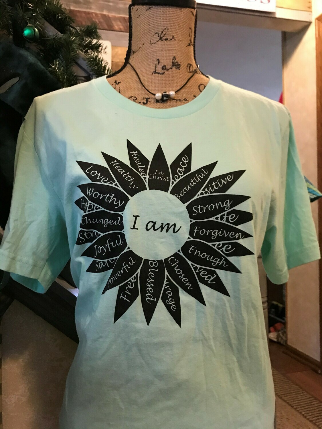 I AM ENOUGH IN CHRIST GREEN T-SHIRT