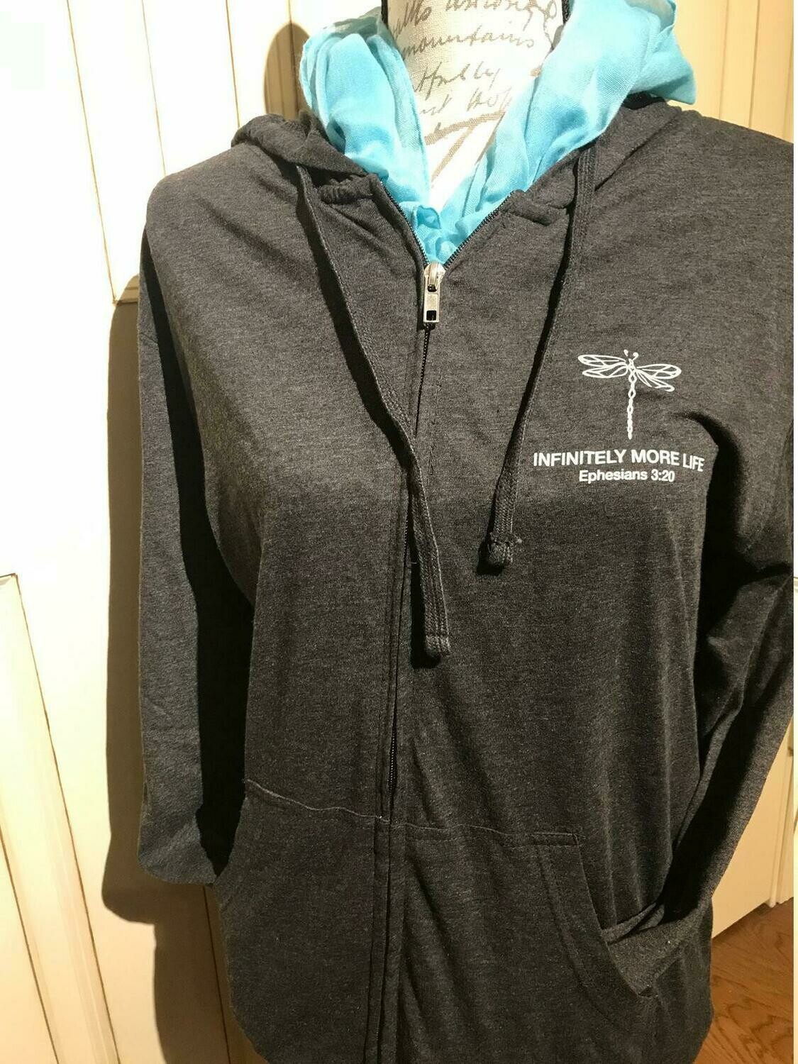 INFINITELY MORE LIFE sweatshirt with hood. Lighweight.