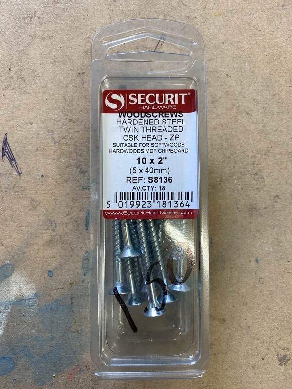 10x2” Woodscrew Qty 18