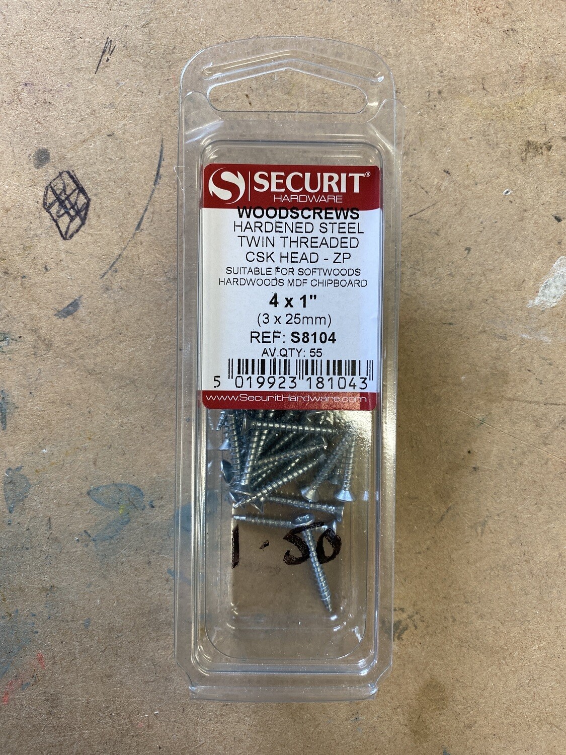 4x1” Woodscrew  Qty 55