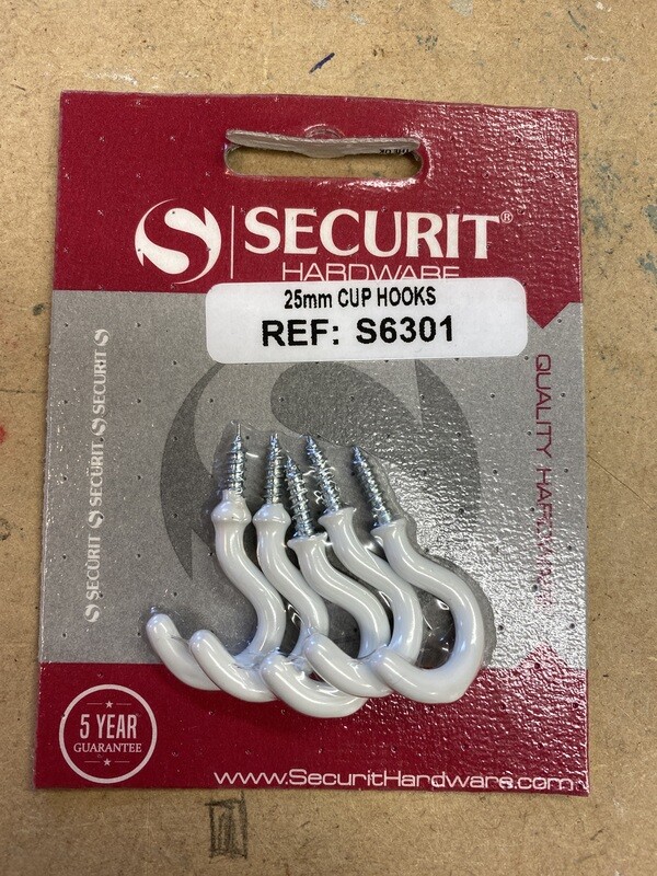 25mm White hooks