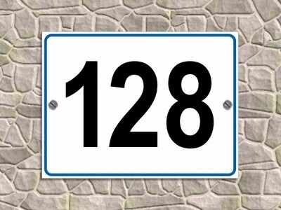 Numero civico in alluminio piano rifrangente (bordo blu)