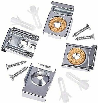 Set ganci appendi specchio per specchio senza cornice per parete bagno, supporti specchio clip in metallo caricato a molla con viti e tasselli