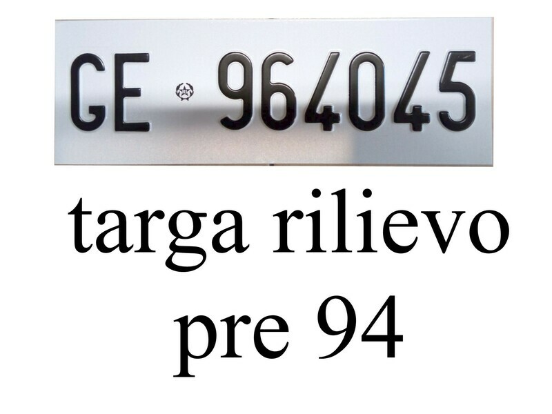 TARGA AUTO   REPLICA SOSTITUTIVA  ANTERIORE IN ALLUMINIO ART. 102 34x11 cm modello pre 94