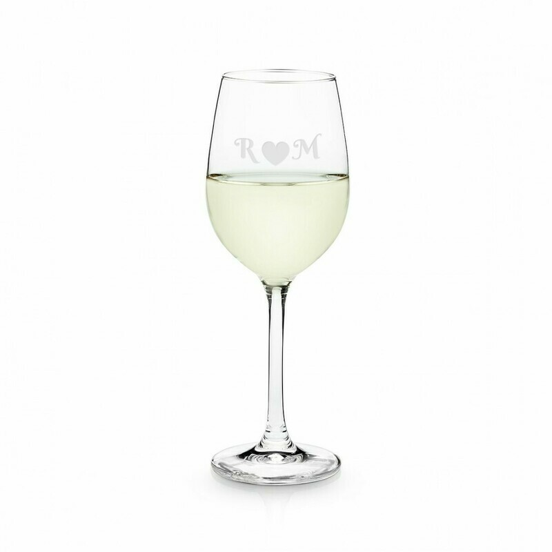Bicchiere da vino bianco personalizzabile grafiche a scelta incisione laser