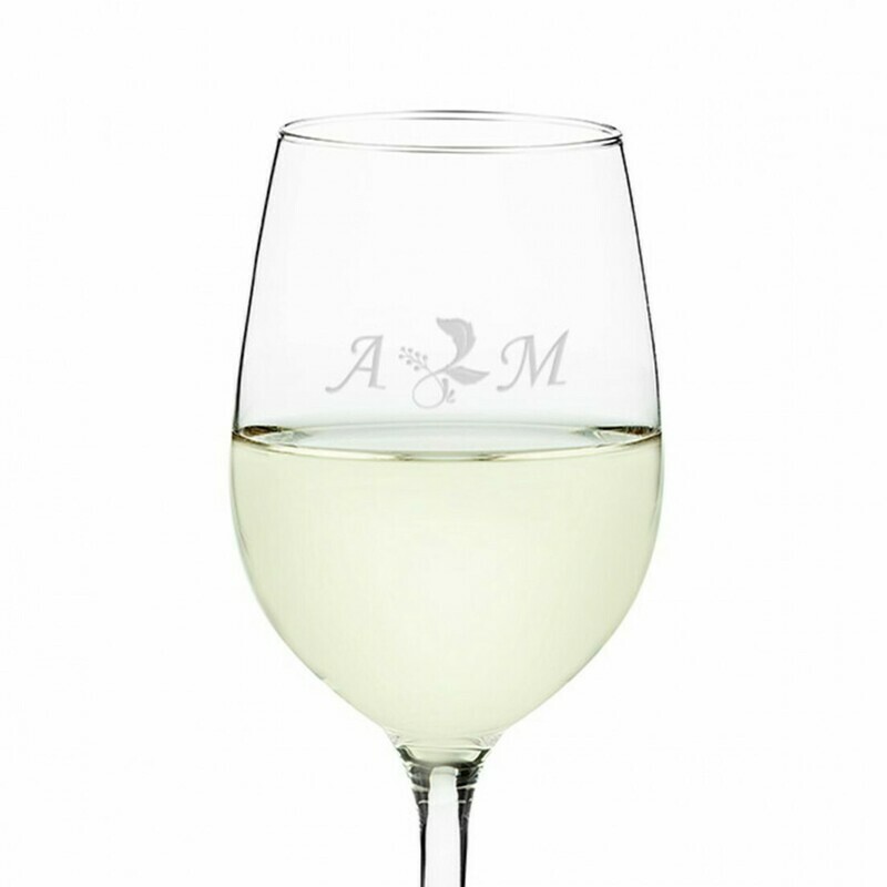 Bicchiere da vino bianco personalizzabile grafiche a scelta incisione laser