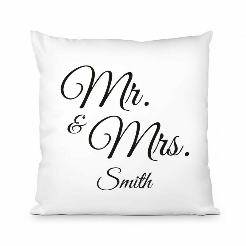 Cuscino personalizzabile con stampa &quot;Mr. &amp; Mrs.&quot;