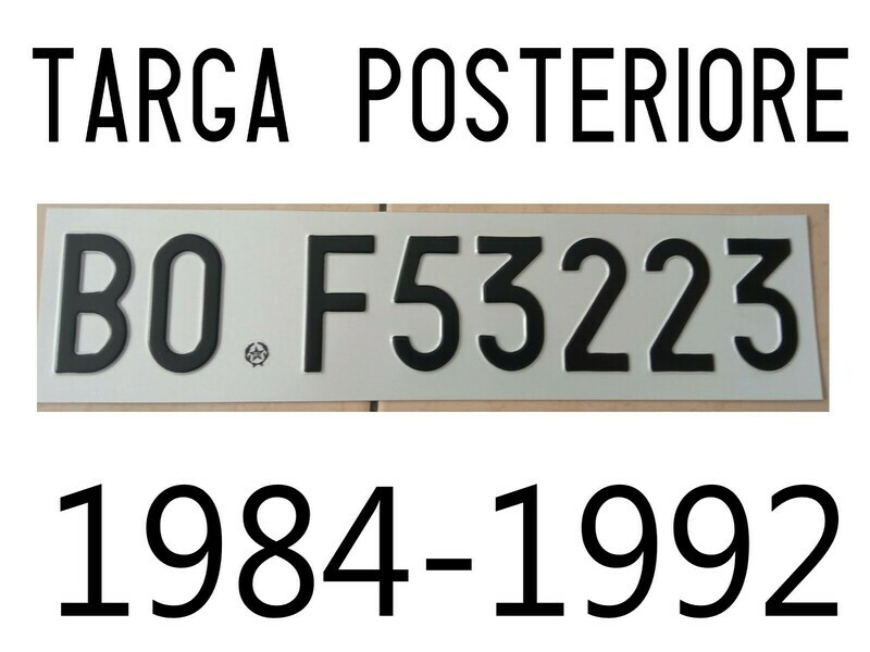 TARGA AUTO   REPLICA SOSTITUTIVA SUPPLEMENTARE POSTERIORE IN ALLUMINIO ART. 102 D.LGS 285/92 48,8x11 cm modello 84-94