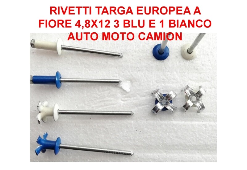 SET RIVETTI PER TARGA 3 BLU 1 BIANCO