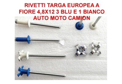 SET RIVETTI PER TARGA 3 BLU 1 BIANCO