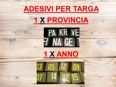 ADESIVI PER TARGA AUTO CON ANNO DI IMMATRICOLAZIONE E PROVINCIA