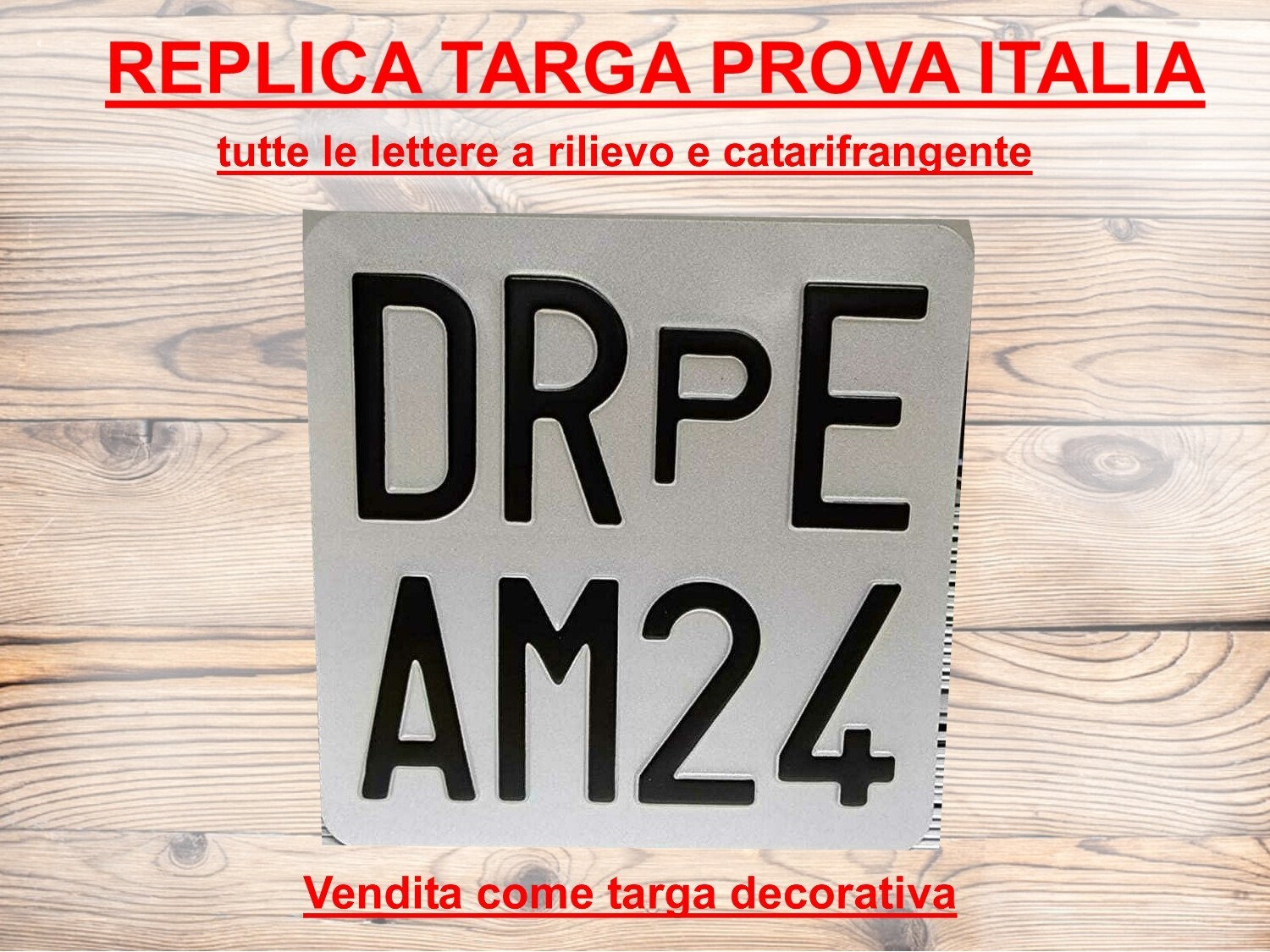 TARGA AUTO  PROVA A RILIEVO   IN ALLUMINIO ART. 102 D.LGS 285/92