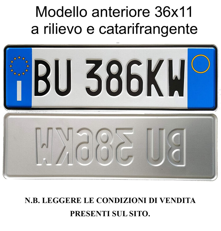 targa auto anteriore misura 36x11 a rilievo replica originale