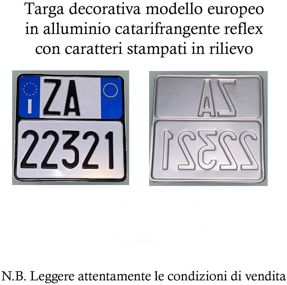 Replica Targa Moto Modello Europeo in Alluminio Catarifrangente ed in  Rilievo