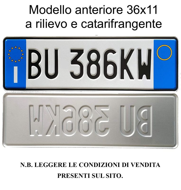 targa auto anteriore misura 36x11 a rilievo replica originale