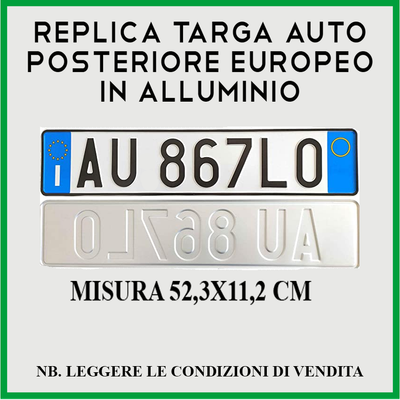 targa auto posteriore a rilievo 52x11 replica originale targa auto posteriore a rilievo 52x11 replica originale