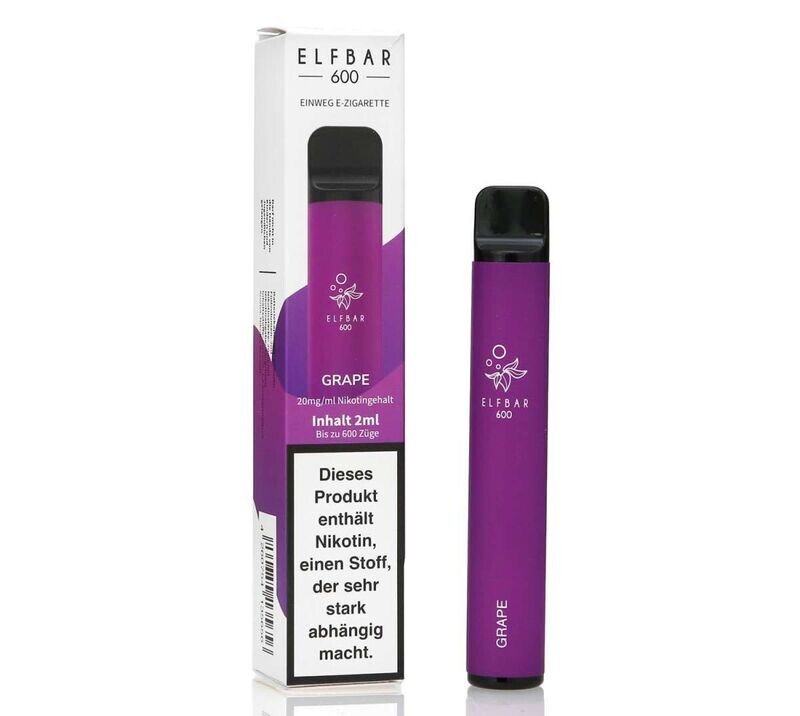 Elf Bar 600 Grape Aroma Einweg E-Shisha 20mg Nikotin Elf Bar 600 Grape Aroma Einweg E-Shisha 20mg Nikotin