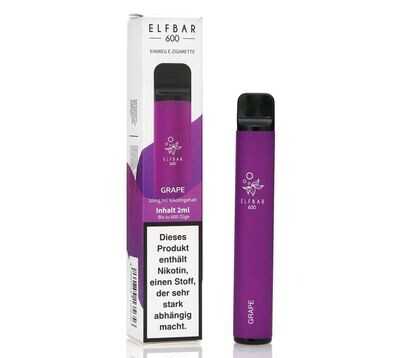 Elf Bar 600 Grape Aroma Einweg E-Shisha 20mg Nikotin