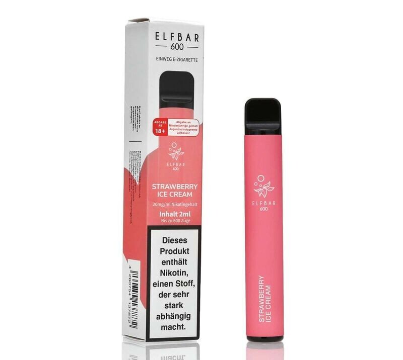 Elf Bar 600 Strawberry Ice Cream Aroma Einweg E-Shisha 20mg Nikotin Elf Bar 600 Strawberry Ice Cream Aroma Einweg E-Shisha 20mg Nikotin