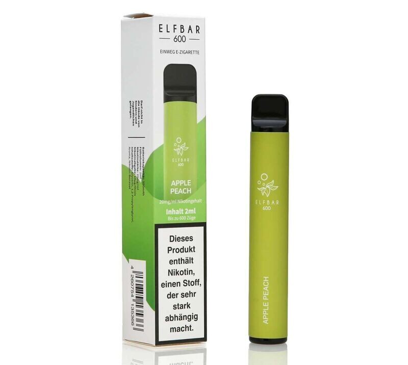 Elf Bar 600 Apple Peach Aroma Einweg E-Shisha 20mg Nikotin Elf Bar 600 Apple Peach Aroma Einweg E-Shisha 20mg Nikotin