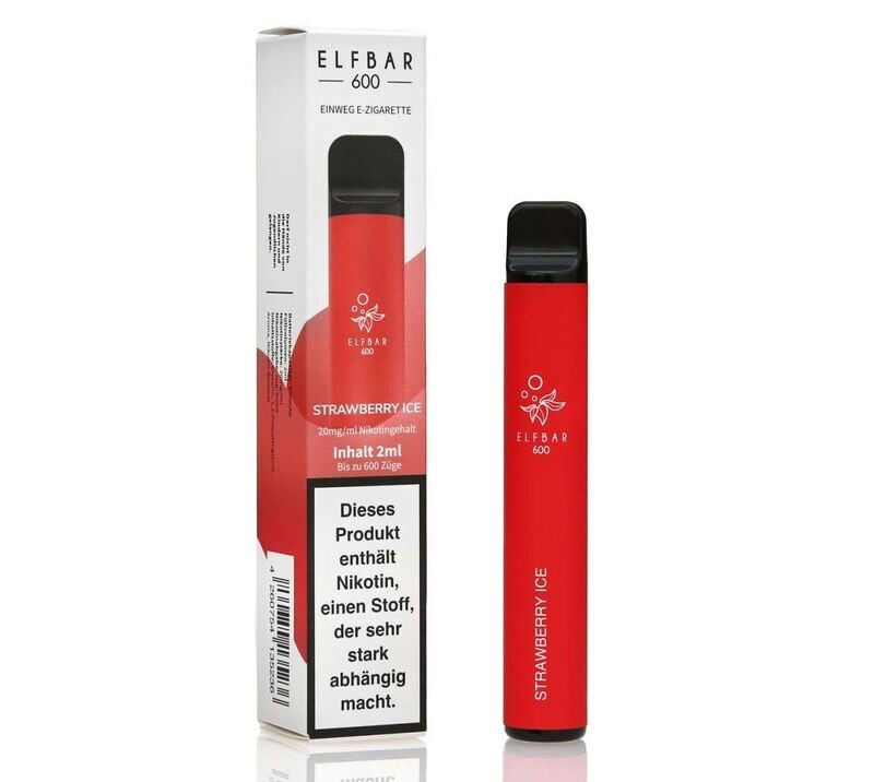 Elf Bar 600 Strawberry Ice Aroma Einweg E-Shisha 20mg Nikotin Elf Bar 600 Strawberry Ice Aroma Einweg E-Shisha 20mg Nikotin