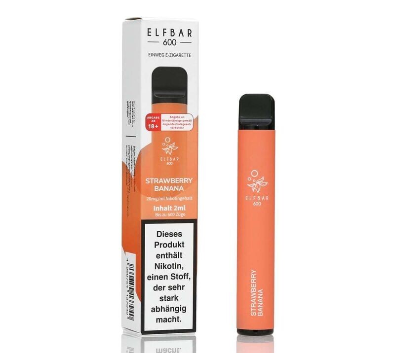 Elf Bar 600 Strawberry Banana Aroma Einweg E-Shisha 20mg Nikotin Elf Bar 600 Strawberry Banana Aroma Einweg E-Shisha 20mg Nikotin