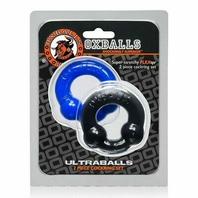 OX BALLS Ultra Balls Cock Ring 2 Pack - Black/Blue