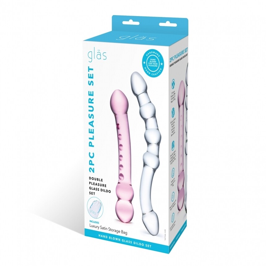 GLAS Double Pleasure Glass Dildo Set of 2