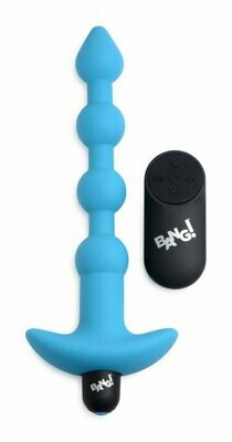 BANG! Vibrating Silicone Anal Beads - Blue (Rechargeable/Remote Control)