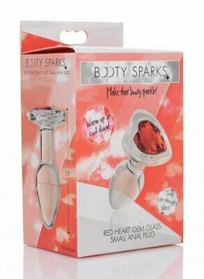 BOOTY SPARKS Glass Anal Plug - Red Heart (Small)